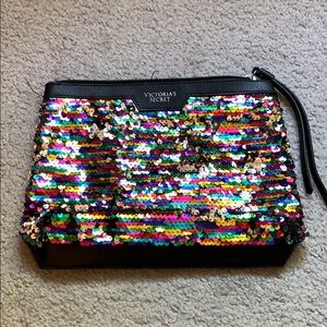 Victoria secret sequin wristlet / makeup bag